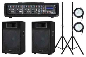 Impianto Audio Completo Attivo Casse Speaker Mixer USB Bluetooth Treppiedi 800W - Foto 1 di 12