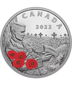 2022 'Remembrance Day' Proof $20 Silver Coin 1oz .9999 Fine No Box  - Picture 1 of 2
