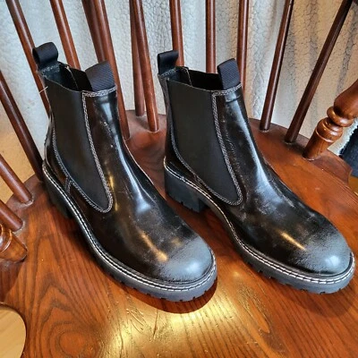 Botas Chelsea Roan by Bed Stu para mujer 9 Gabriela negras cepilladas años 90 cuero Y2K Foto 1 de 4