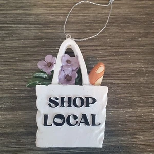 SHOP LOCAL Christmas Ornament, Resin Shopping Bag - Picture 1 of 5