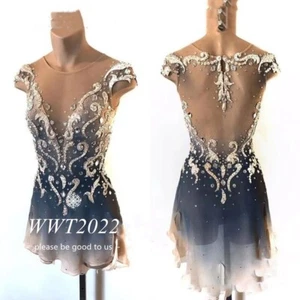 Vestido de competición de patinaje artístico sobre hielo disfraz de gimnasia baile vestido teñido - Imagen 1 de 8