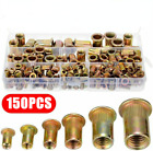 150Pcs Set Rivet Nut Kit Mixed Zinc Steel Rivnut Insert Nutsert Threaded M3-M10