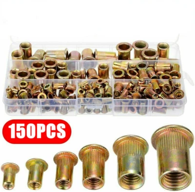 150Pcs Set Rivet Nut Kit Mixed Zinc Steel Rivnut Insert Nutsert Threaded M3-M10 - Image 1 of 4