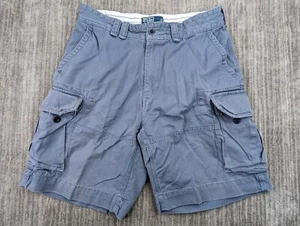 Vintage Polo Ralph Lauren Mens Cargo Shorts Navy 32 Canvas Pockets Heavy Cotton - Picture 1 of 9