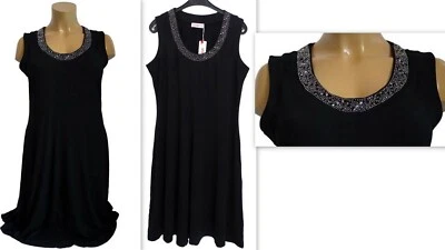 NEU Übergröße elegantes Damen Stretch Kleid in schwarz Gr. 46, 48, 50, 52, 54 - Bild 1 von 4