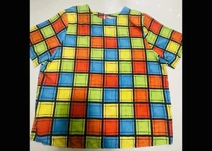 Notations Vintage Damen 10 bunte Farbblock geometrisches quadratisches Muster Top, 24 W - Bild 1 von 3