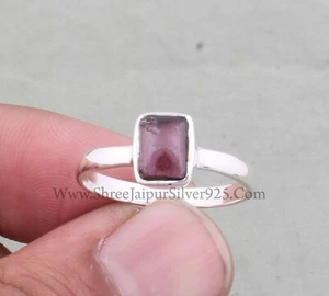 Natural Red Garnet Gemstone 925 Sterling Silver Stacking Ring Gifts For Birthday - Picture 1 of 7