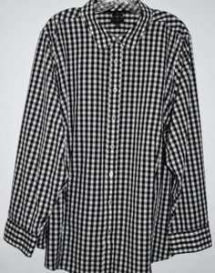 Talbots 24W Non-Iron Button Shirt Stretch Black/White Check Top Blouse Long Slv - Picture 1 of 20