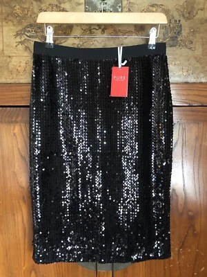 Pure Collection Women’s Black Sequin Pencil Skirt Size 10 BNWT - Image 1 of 4