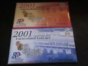 2001 Uncirculated P & D Coin Sets (Partial) Sets Missing the Sacagawea Dollars - Picture 1 of 13