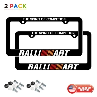 2pcs Mitsubishi Ralliart Sport Front Rear 3D License Plate Frame Cover Decorate - Image 1 of 4