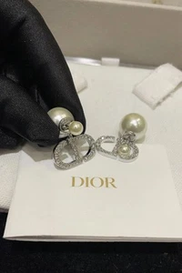 Dior Tribales Earrings Silver-Finish Metal with White Resin Pearls  - Picture 1 of 5