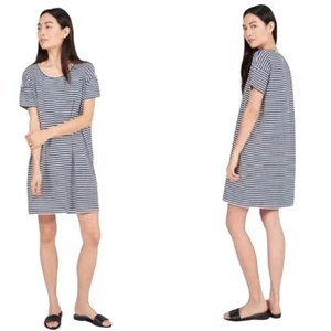 Everlane The Striped Cotton Tee Shirt Dress Navy White Size XXS - Picture 1 of 7