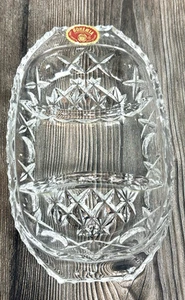 Bohemian Czech Republic Lead Crystal Over Section Divided Tray 8.5" - Picture 1 of 15