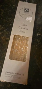 10" Swarovski Set of 4 Clear/Silver Crystal Lucite Candles NIB - Picture 1 of 2