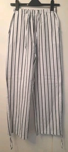 New Ladies Casual Cotton Striped Elasticated Wide Leg White Trousers -XL (16-18) - Picture 1 of 8