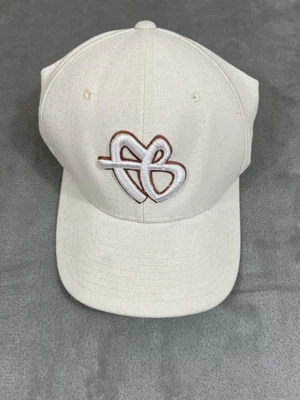 FUBU FX Hat Cap Fitted Mens Cream Brown Embroidered Monogram Streetwear Stretch - Image 1 of 4