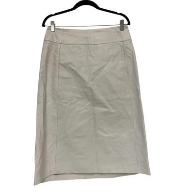 Vintage Donna Karan Signature Womens Leather Skirt L Straight White Lambskin 30" - Image 1 of 4