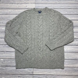 Vintage Cherokee Lambs Wool Cable Knit Tennis Sweater Men Sz Large Green - Picture 1 of 5