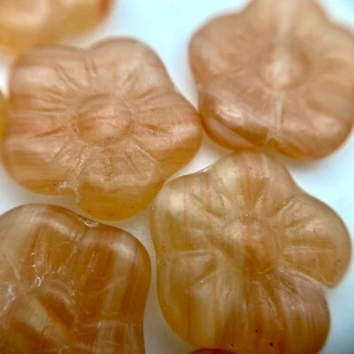 Vintage 1960's Ochre Yellow/Orange Flower Czech Glass Beads (14x15mm) (YCG45) - Image 1 of 4