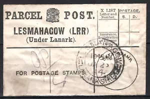 GB Scotland KGV PARCEL POST LABEL *LESMAHAGOW* CDS 1914 Lanarkshire SS3566 - Picture 1 of 6