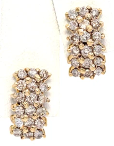 1.08ct Natural Diamond 14k BIS Hallmarked Yellow Gold Wedding Hoops Earrings - Picture 1 of 6