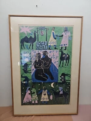 Litografía firmada enmarcada boda de Rebeca e Isaac por Zoravia Augusta Bettiol Foto 1 de 4