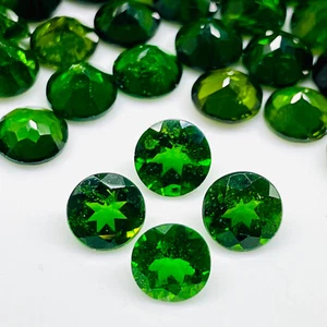 4 Pcs Natural Chrome Diopside 7mm Round Cut Vivid Green Loose Gemstones Lot - Picture 1 of 13