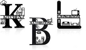 METAL WALL DECOR - 3 PCS KITCHEN, BATHROOM & LIVING ROOM WALL DECOR - 14" x 12" - Picture 1 of 9