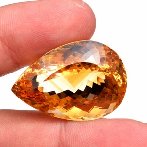 VVS 63.00 Cts Natural Citrine AAA Golden Yellow Pear Cut Huge Gemstone~Certified - Picture 1 of 6