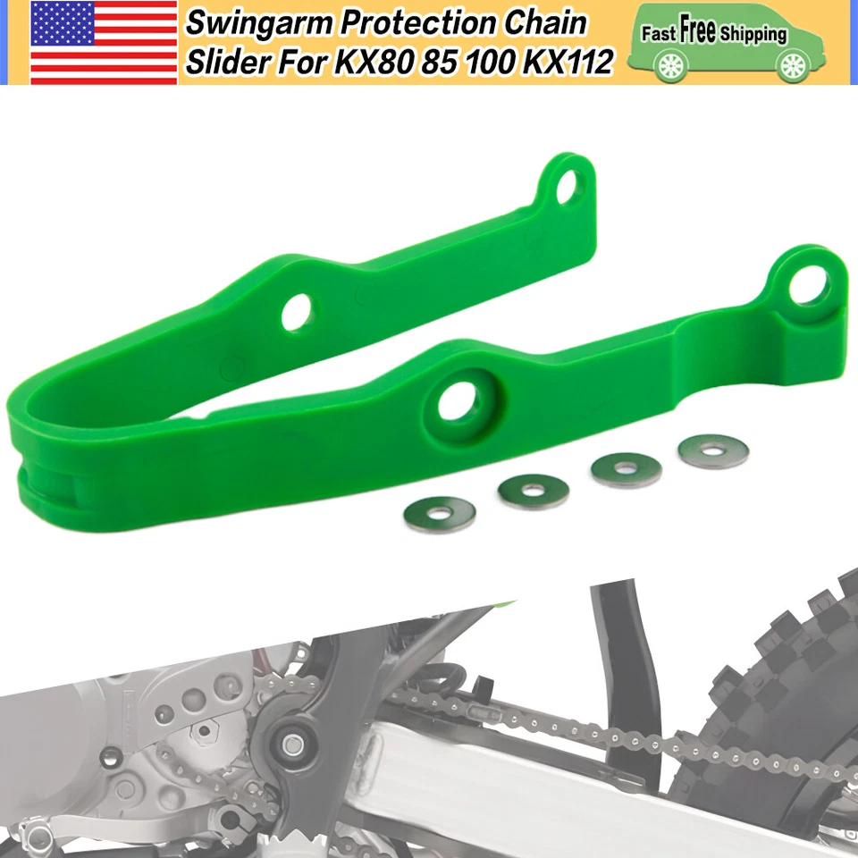 Deslizante de cadena para motocicleta KX80 KX100 KX112 KX85 protección basculante verde Foto 1 de 4