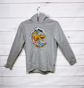 Vans Boys Dino T-Rex Surfing Hoodie Size XL Gray Graphic Print Long Sleeve - Picture 1 of 9
