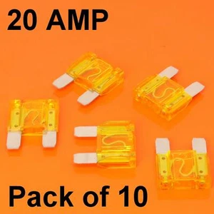 High Quality 10 x 20 Amp Maxi Blade Fuse Yellow 20A Car Van Bike Large Fuses - Picture 1 of 1