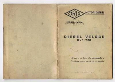 ORIA MOTORE DV1/700 DIESEL VELOCE - USO MANUTENZIONE LIBRETTO ORIGINALE - Immagine 1 di 3