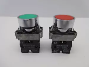 XB2 GREEN RED 22MM PANEL MOUNTING PUSHBUTTON N/O N/C CONTACT START STOP  - Picture 1 of 12