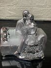 Love Couple Statue Romantic Silver Crushed Diamond Ornament 19 X 19 Cms