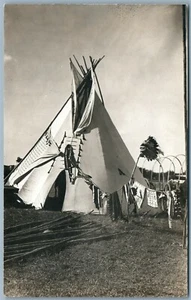 INDIAN CHIEF WIGWAM ANTIQUE REAL PHOTO POSTCARD RPPC  - Picture 1 of 2