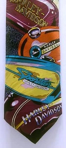Vintage Harley Davidson "Tanks" Silk Tie Sportster Motorcycle Colorful Nineties - Picture 1 of 7