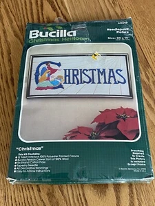 Vintage Bucilla Weihnachten Erbstück Nadelspitze Bild 60619 "Jesus Maria" 20x10 - Bild 1 von 7