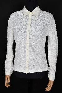 Anne Fontaine Ashley Lace Button Down Stretchy Blouse White size 5 (M) - Picture 1 of 10