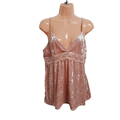 Blusa Top Jessica Simpson Correa Espagueti Terciopelo Mujer Talla L Rosa Foto 1 de 4