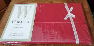 Twin Flat Sheet Wamsutta Supercale Plus Red New Old Stock USA Vintage - Image 1 of 3