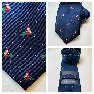 Gravata de Natal masculina Tommy Hilfiger Papai Noel árvore escritório diversão festiva - Imagem 1 de 4