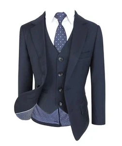 Kinder Regular Fit Jungen Anzug, Hochzeit, Prom 6-teiliger Jungenanzug von 1-14J - Picture 1 of 10