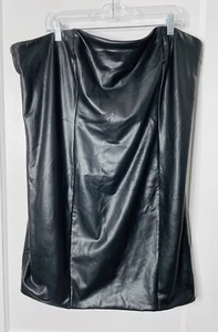 Avec Les Filles Merna Mini Dress 2X Black Faux Leather Stretch Edgy LBD Revenge - Picture 1 of 13