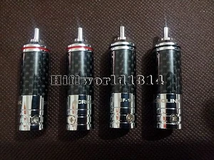 4x hifi Carbon Fiber Copper Rhodium Plated RCA Plug Connector - Picture 1 of 4