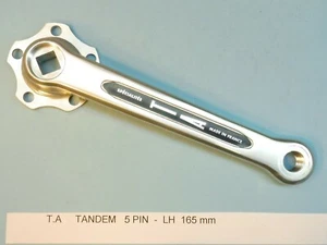 T.A Pro. 5 Pin Tandem Linkskurbel 165mm - Nos Fahrrad L'eroica - Bild 1 von 3