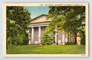 Postcard Georgia Athens GA University Chapel Church 1940s Unposted Linen - Picture 1 of 2