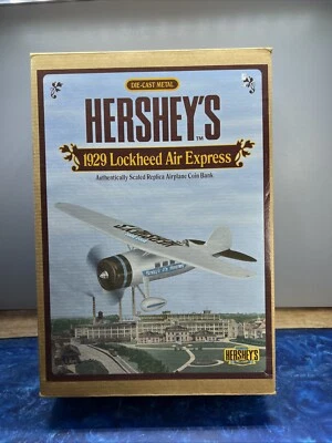 NEW - ERTL Hershey's 1929 Lockheed Air Express Airplane Die Cast Metal Coin Bank - Image 1 of 2
