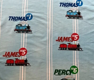 THOMAS THE TANK ENGINE & FRIENDS 2011 Flat Sheet Percy James Blue Fabric Sz Twin - Image 1 of 4